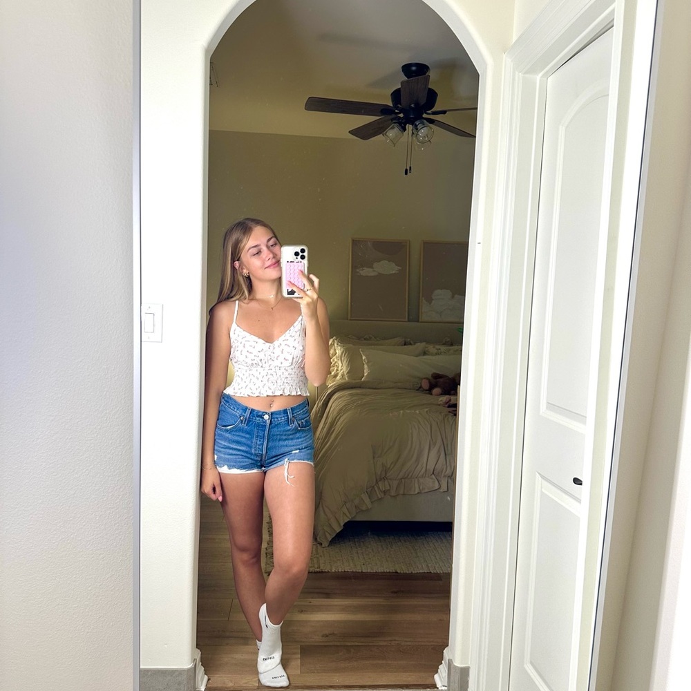White Floral Crop Top